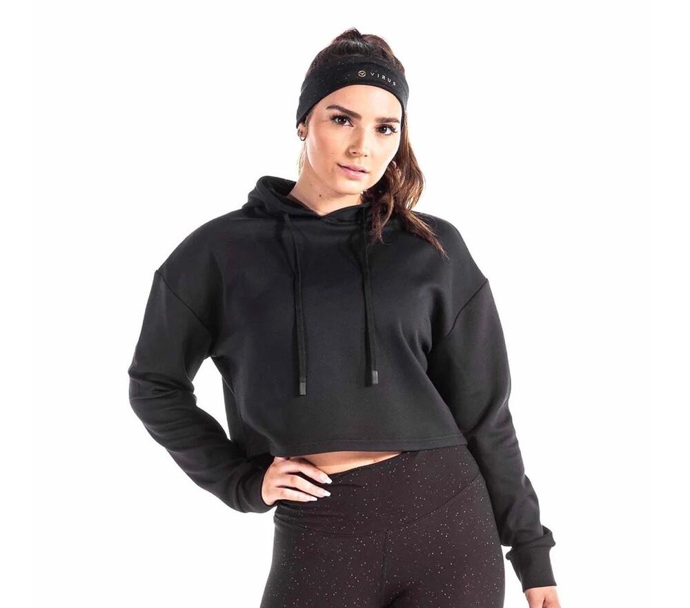 Virus Atlas Crop Hoodie Black Size M Pullover NWOT